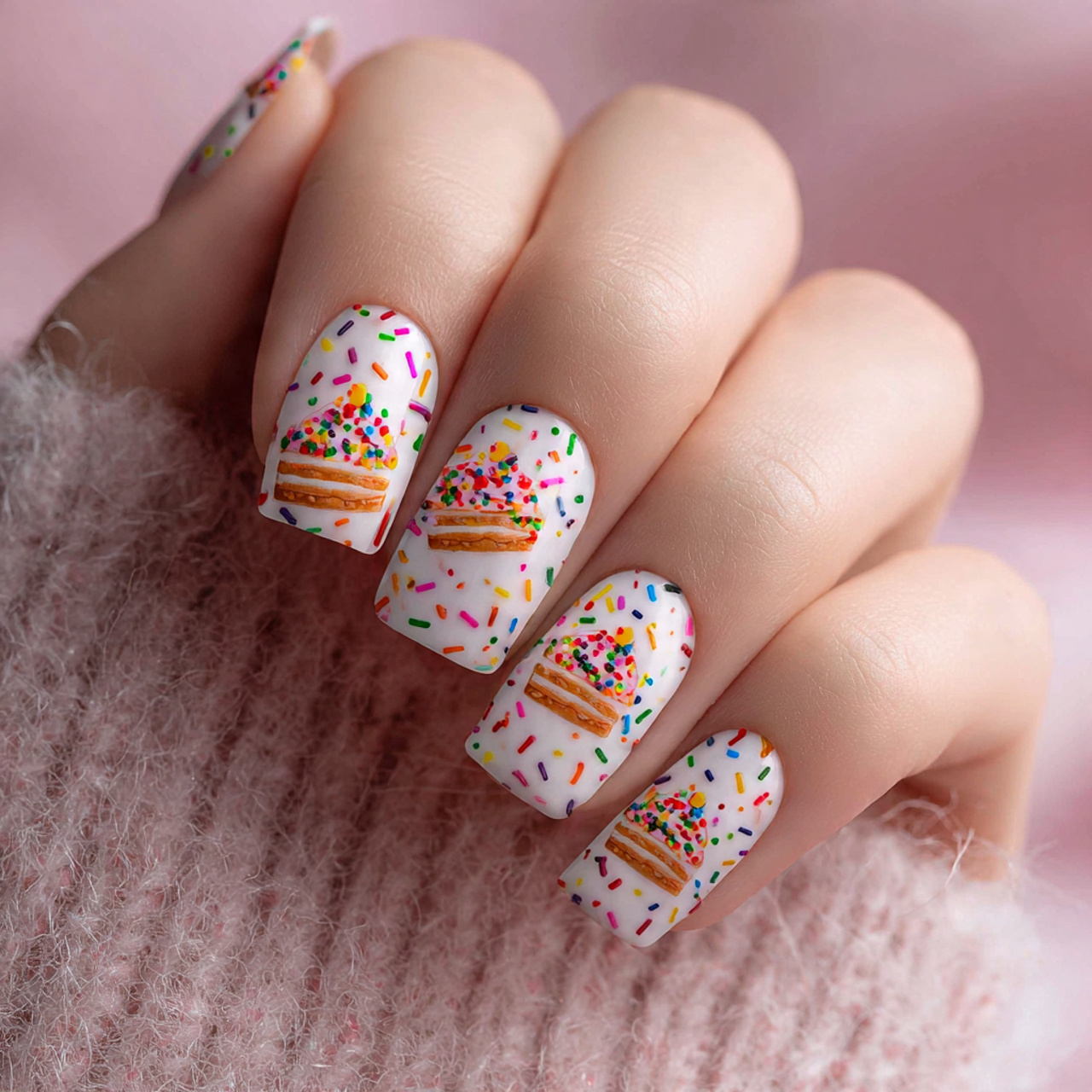 Cute Birthday Nails Ideas for a Fun & Dreamy Look 8 Birthday Cake Sprinkles
