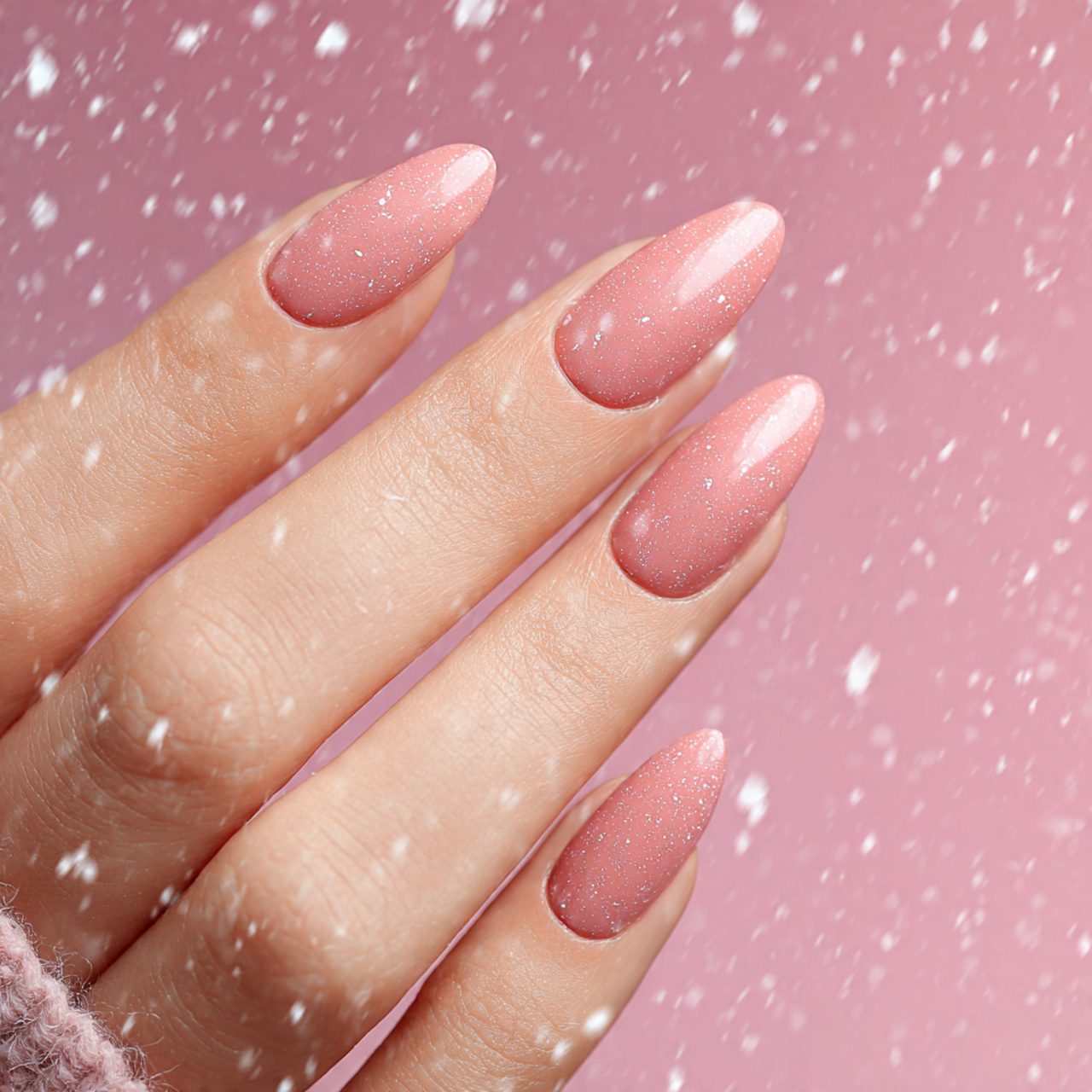 Winter Nails That Feel Cozy, Soft & Beautiful 8 Blush Snowfall nails
