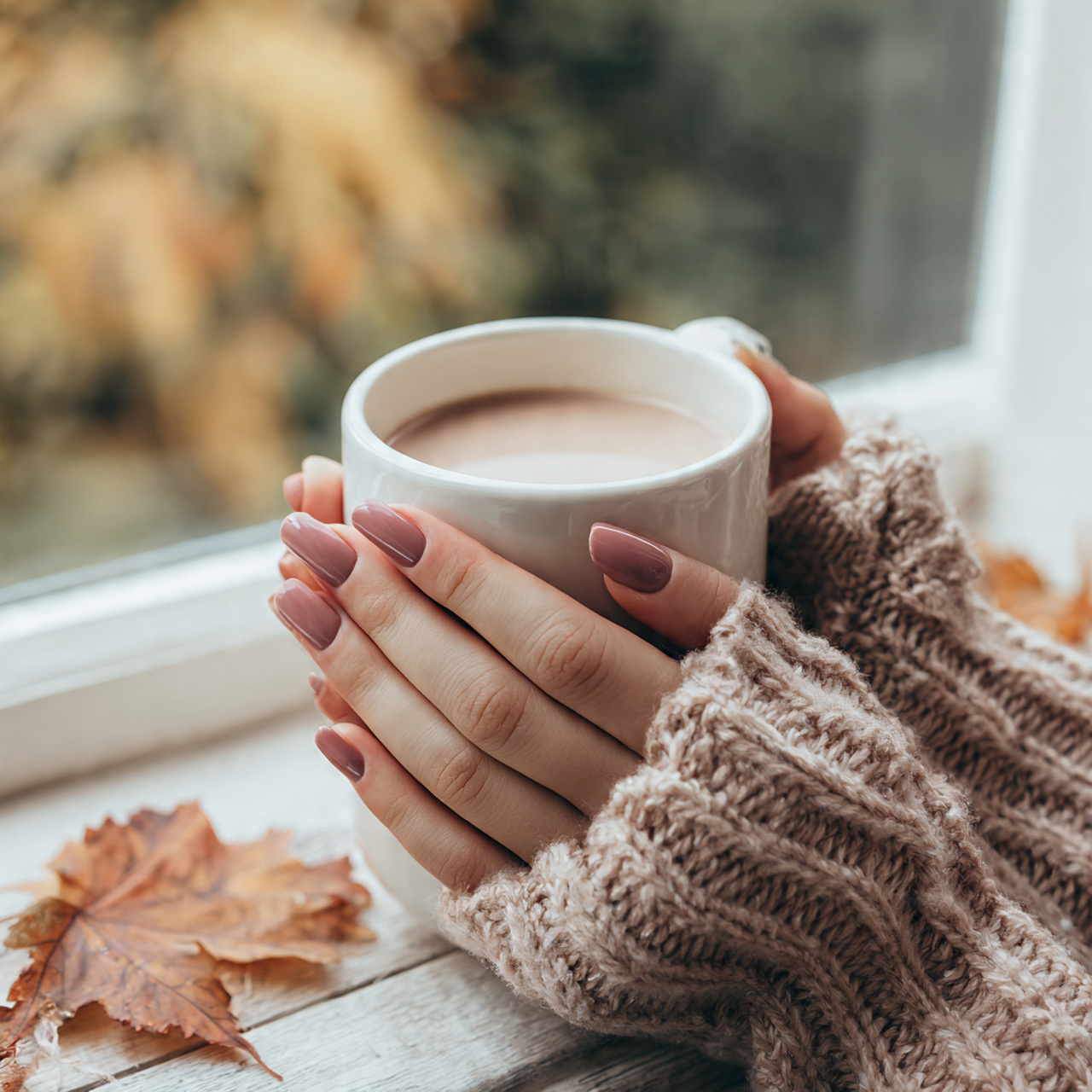 Pink Fall Nails Ideas for a Cozy & Chic Autumn Look 1 Blush Sweater Glow