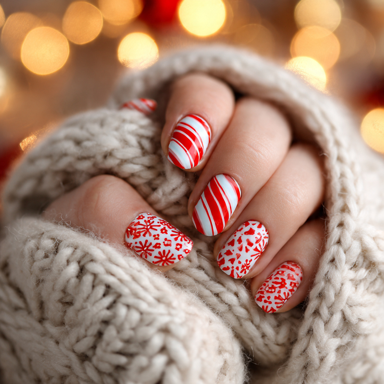Christmas Nails Acrylic – Festive, Glam & Trendy Designs 3 Candy Cane Whimsy