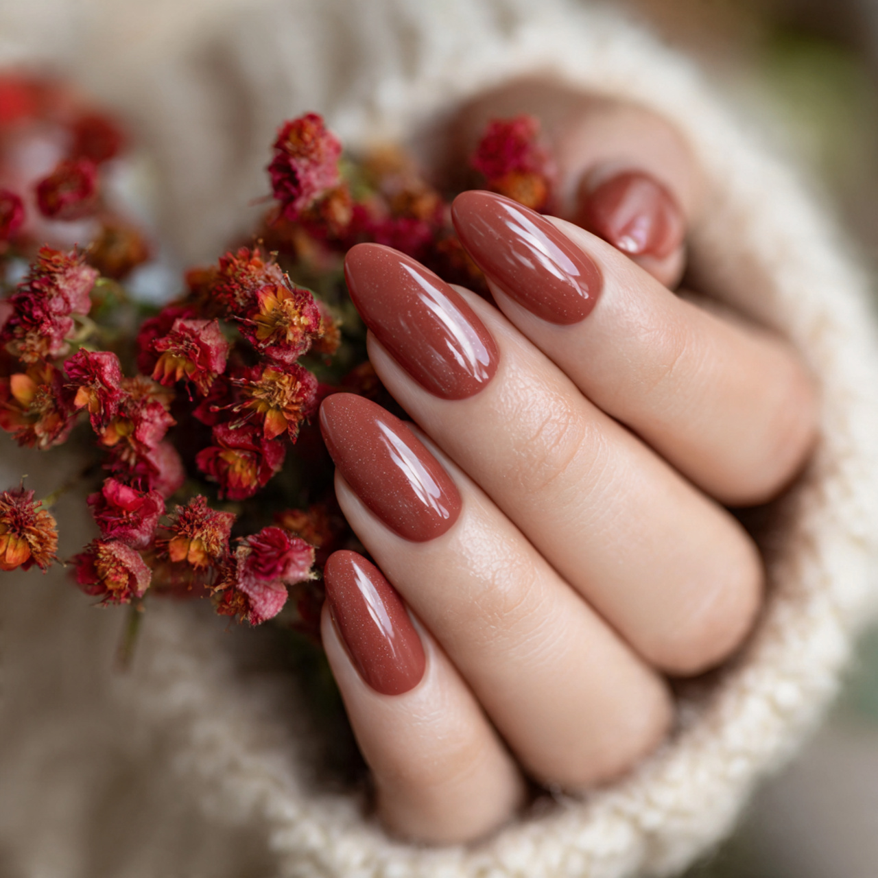 Fall Nails Almond Designs – Soft Tones & Autumn Style 9 Caramel Apple Kiss