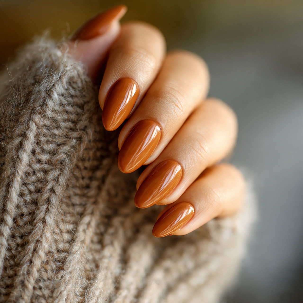 Fall Nails Almond Designs – Soft Tones & Autumn Style 1 Caramel Drizzle Almond