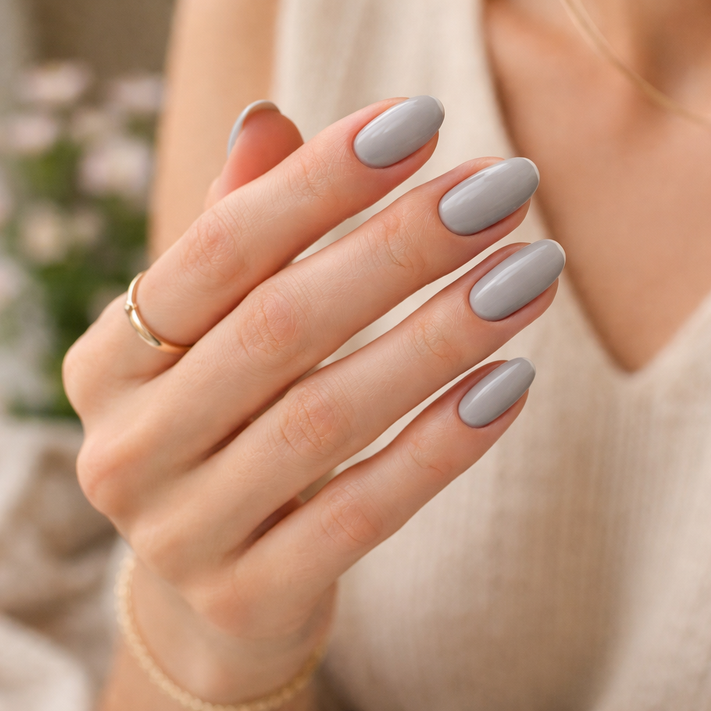 Soft & Chic Short Nails Inspiration for Everyday Beauty 9 Soft Grey Serenity