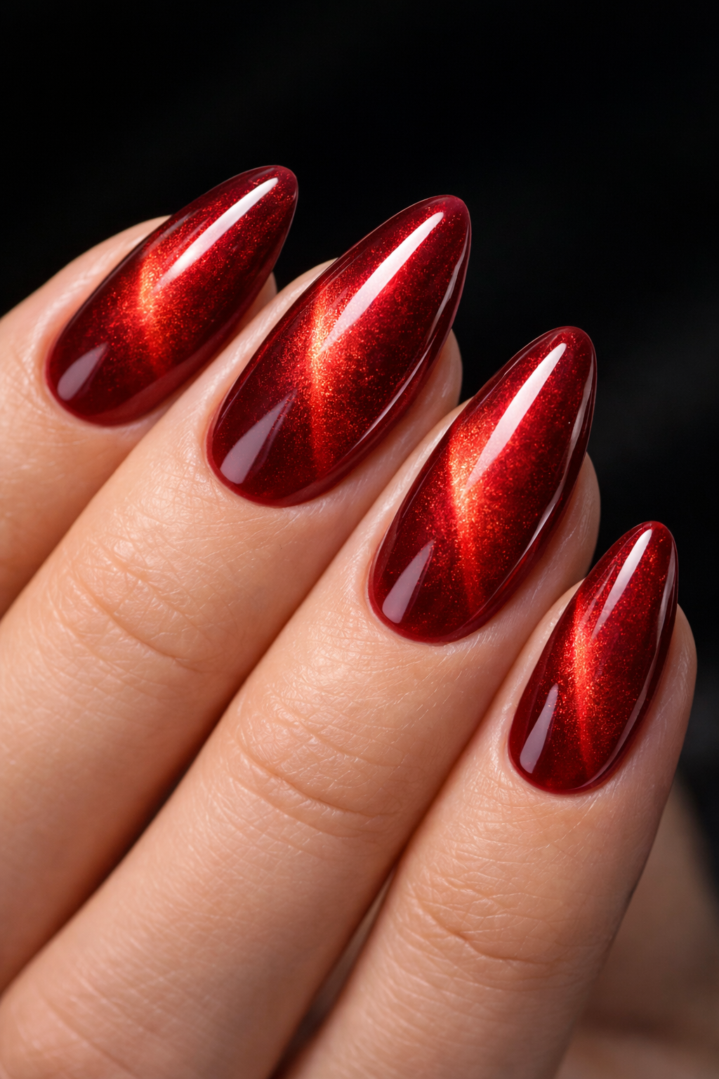 Red Cat Eye Nails