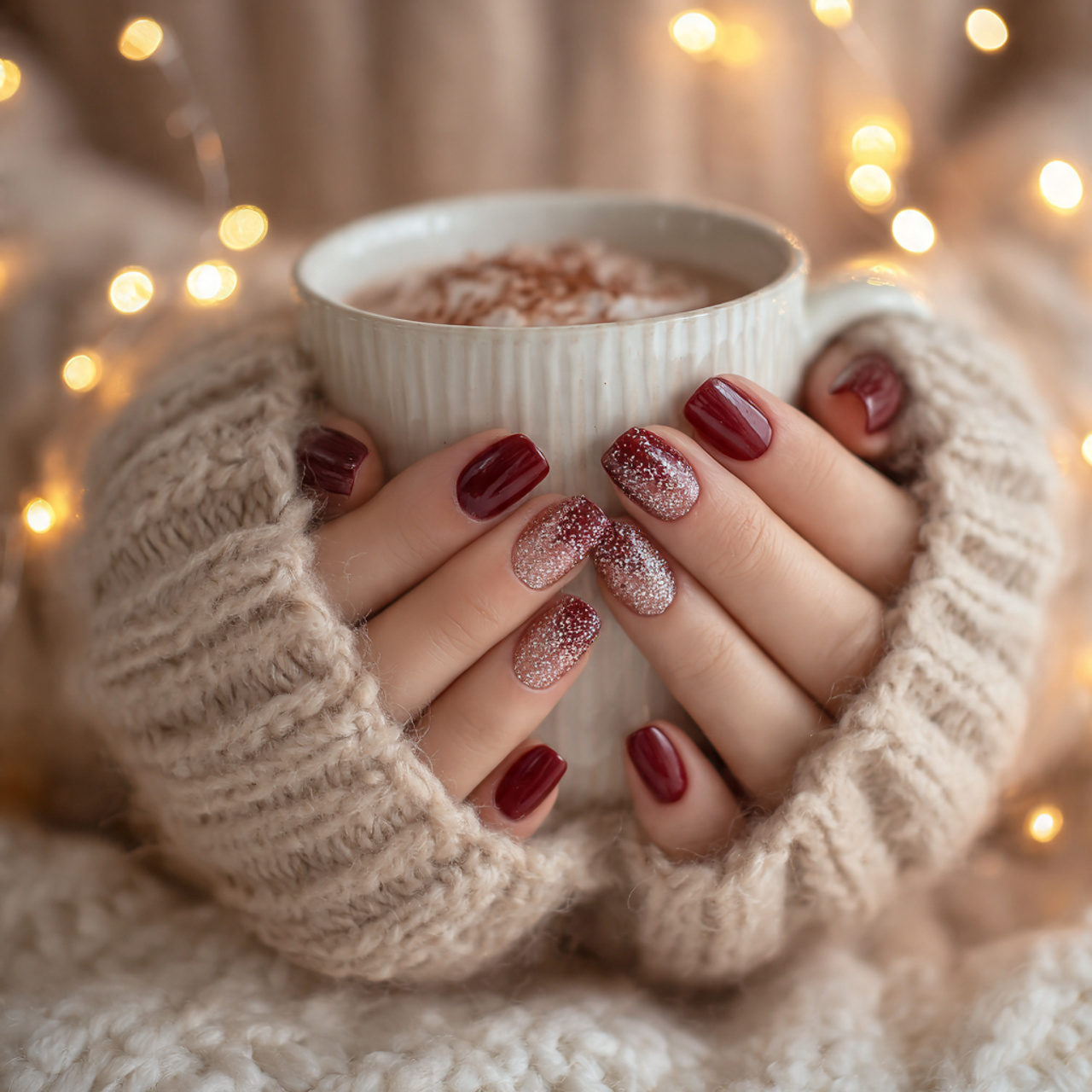Christmas Nails Acrylic – Festive, Glam & Trendy Designs 1 Frosted Berry Delight