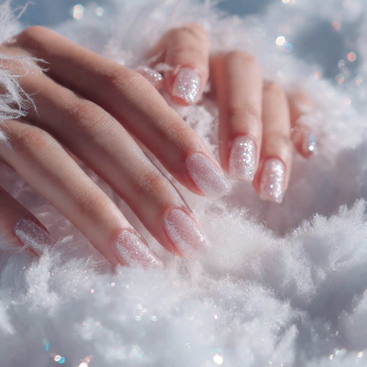 Christmas Nails Acrylic – Festive, Glam & Trendy Designs 8 Glitter Snow Drift