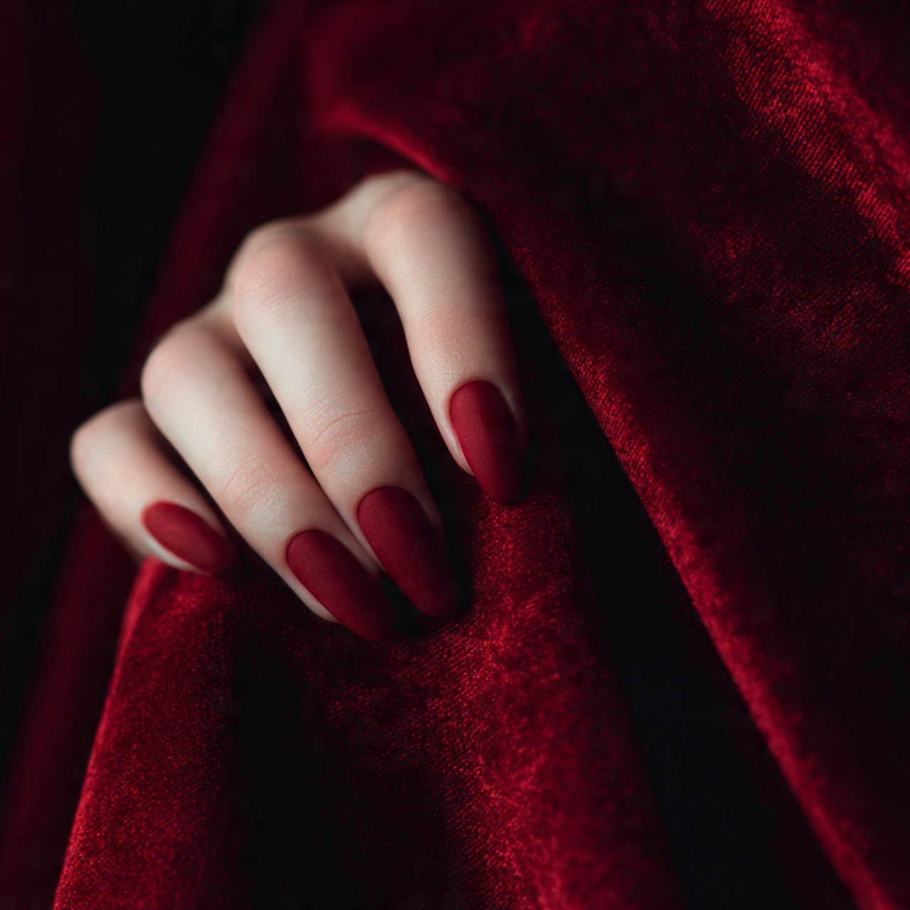 Red French Nails Ideas for a Bold & Elegant Look 6 Glossy Red Velvet Tips
