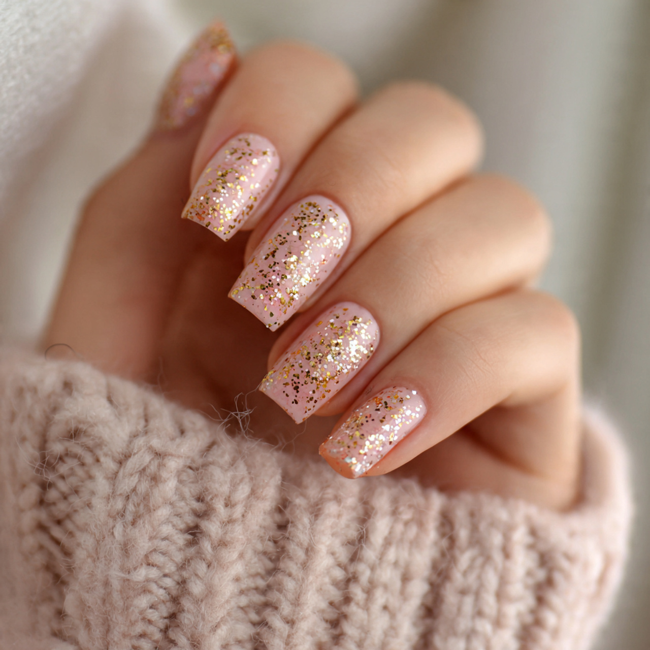 Cute Birthday Nails Ideas for a Fun & Dreamy Look 3 Golden Confetti Kiss