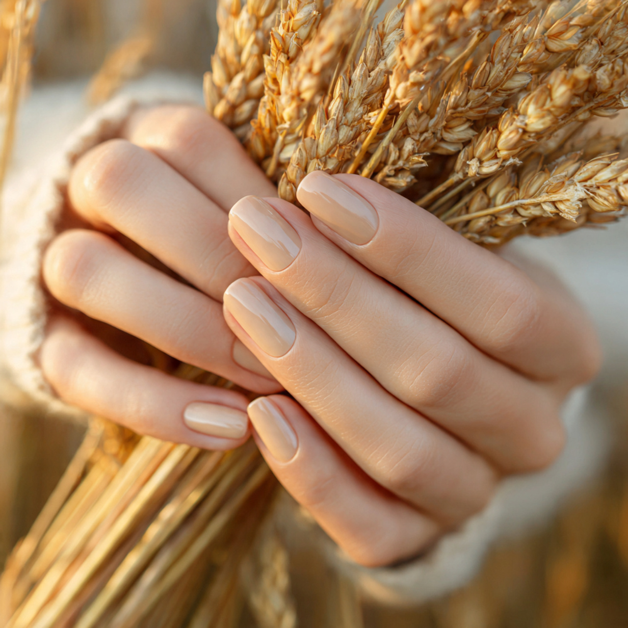 Fall Nails Almond Designs – Soft Tones & Autumn Style 10 Golden Wheat Glow