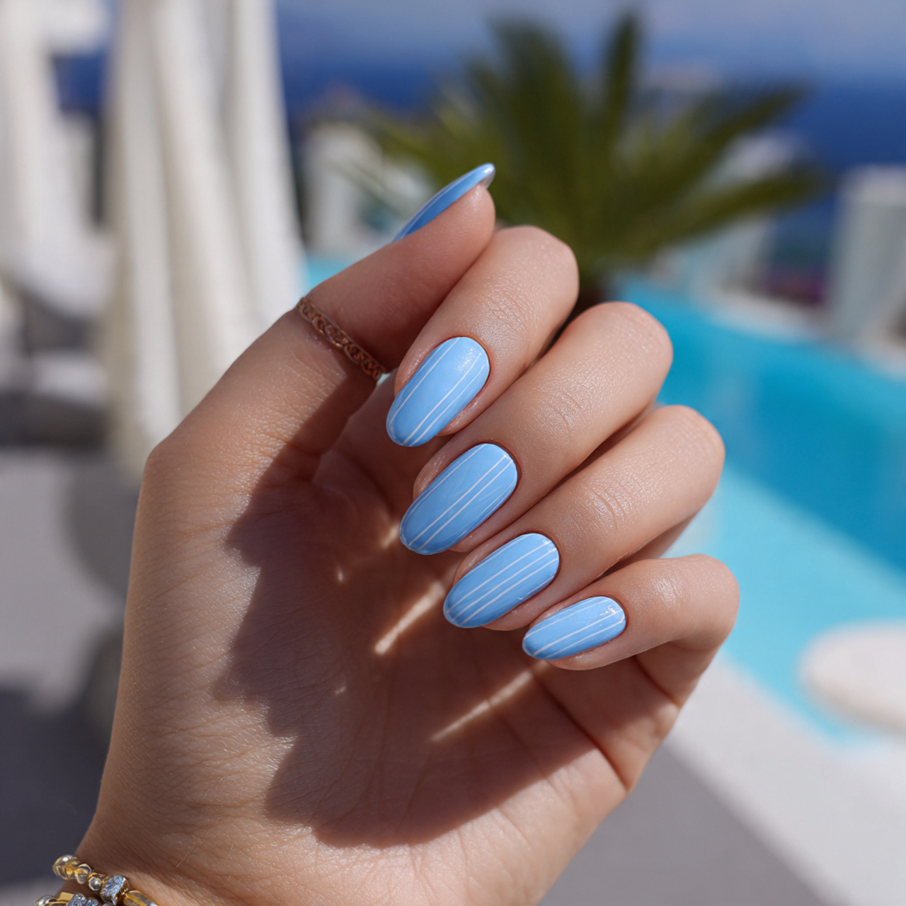 Baby Blue Nails: Soft & Trendy Mani Ideas 12 Icy Blue Minimal Lines