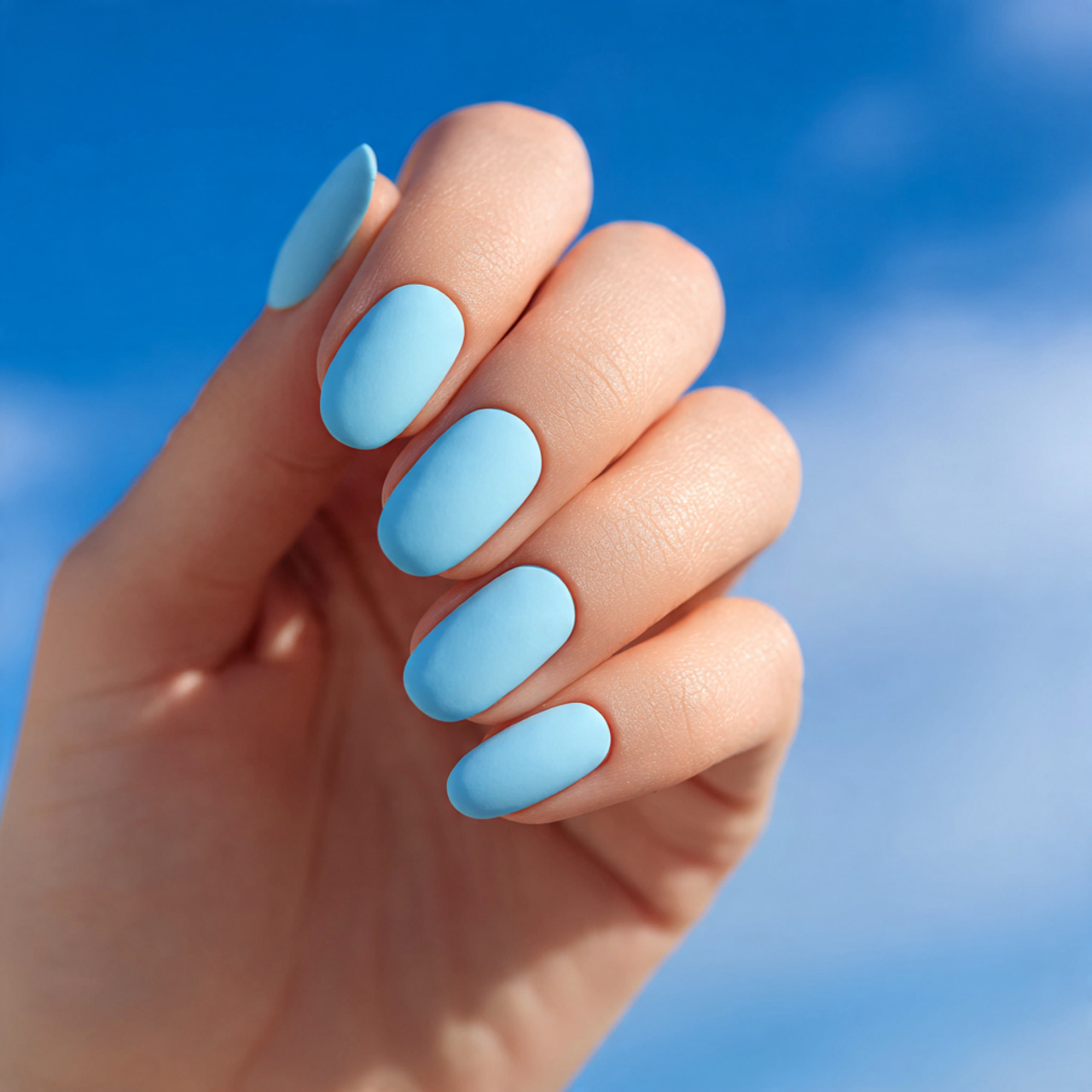 Baby Blue Nails: Soft & Trendy Mani Ideas 9 Matte Powder Calm