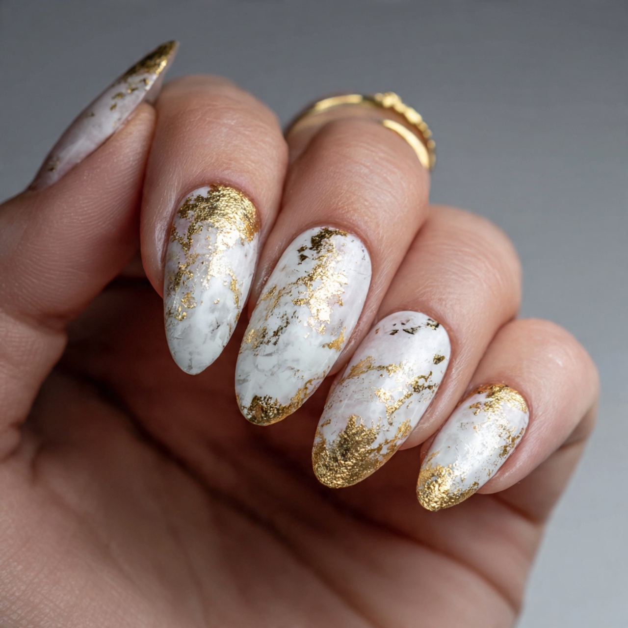 Milky White with Gold Foil Touch