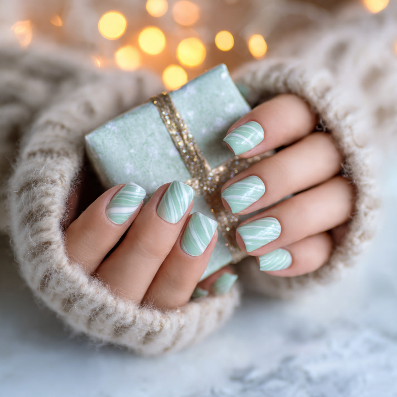 Christmas Nails Acrylic – Festive, Glam & Trendy Designs 11 Minty Winter Whirl