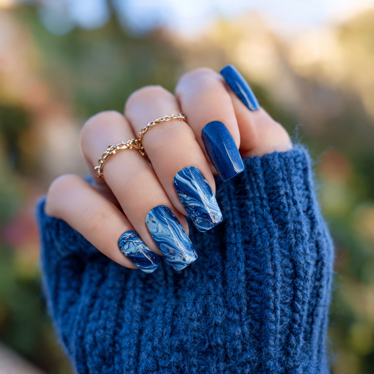 Navy Blue Nails Ideas You’ll Want to Save Instantly 6 Navy and Marble Swirls