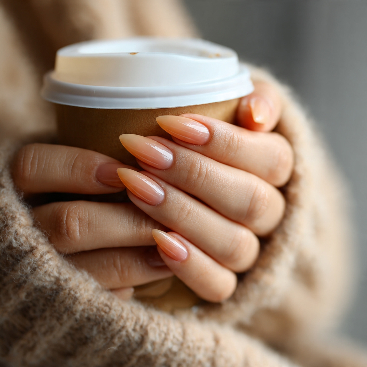 Fall Nails Almond Designs – Soft Tones & Autumn Style 3 Pumpkin Latte Glow