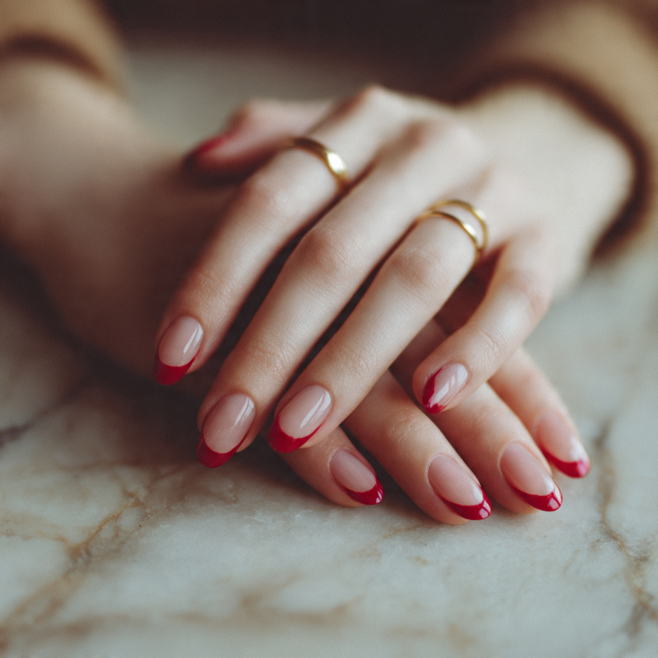 Red French Nails Ideas for a Bold & Elegant Look 9 Romantic Red Curve