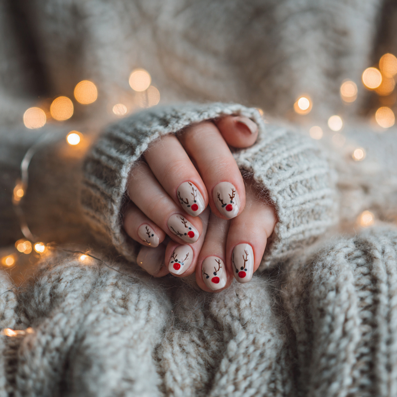 Christmas Nails Acrylic – Festive, Glam & Trendy Designs 12 Rudolph’s Touch