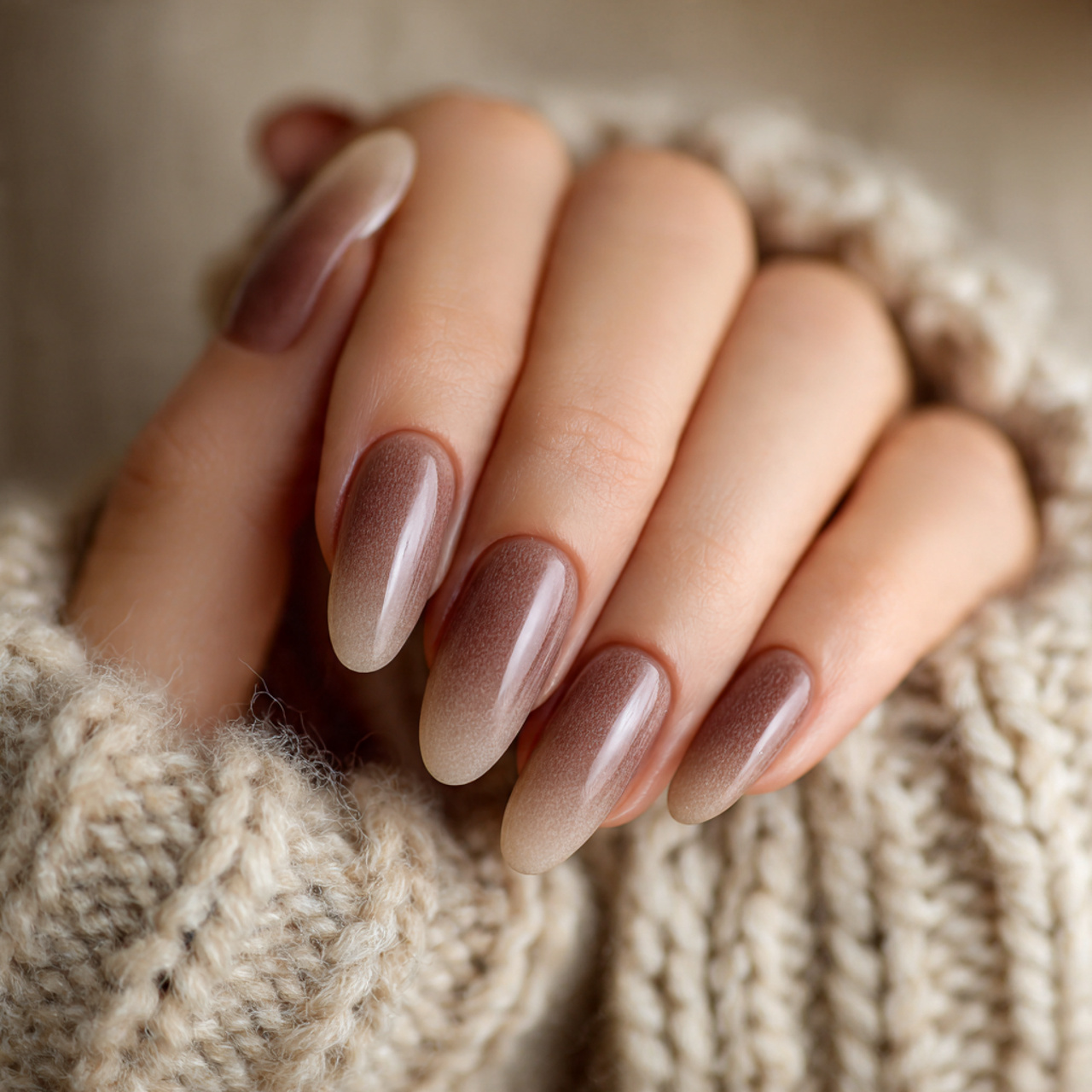 Fall Nails Almond Designs – Soft Tones & Autumn Style 8 Soft Mocha Ombre