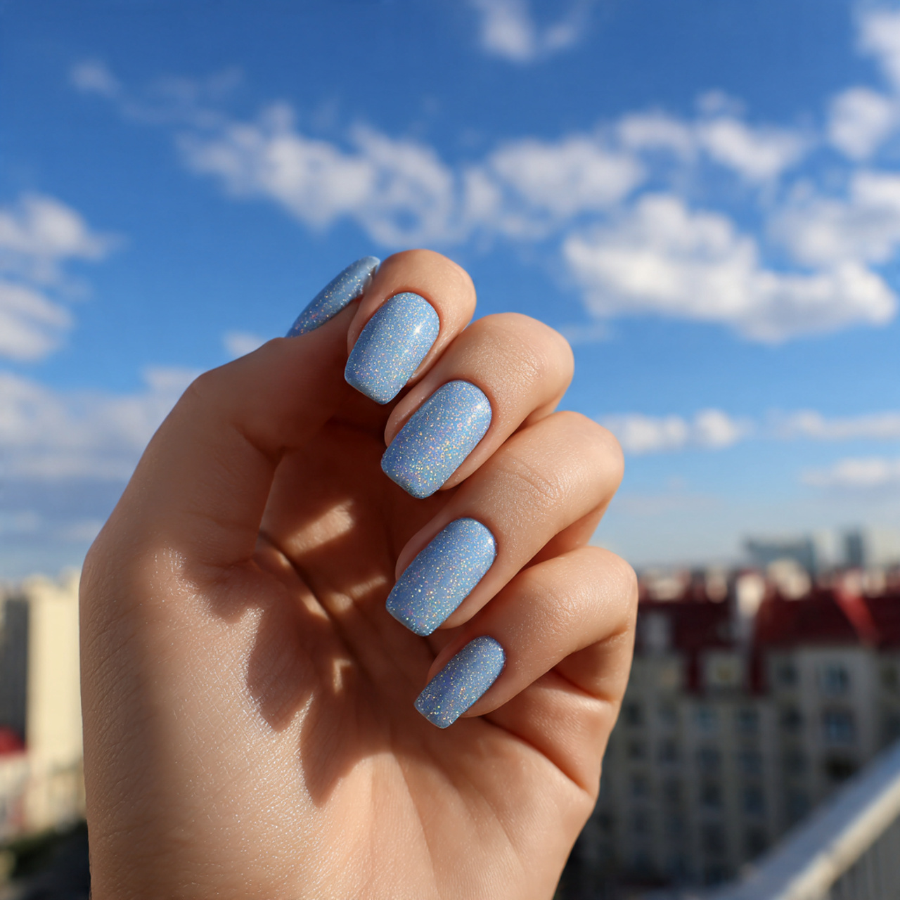 Baby Blue Nails: Soft & Trendy Mani Ideas 5 Sparkling Sky Shimmer