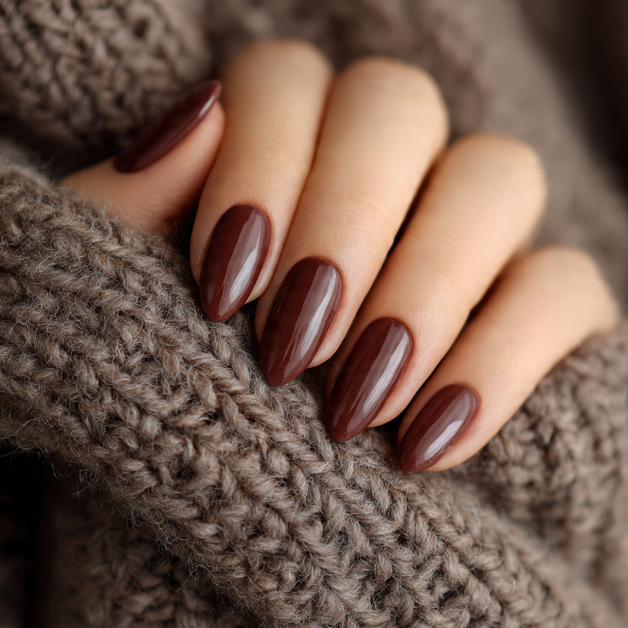 Fall Nails Almond Designs – Soft Tones & Autumn Style 12 Velvet Cocoa Dreams