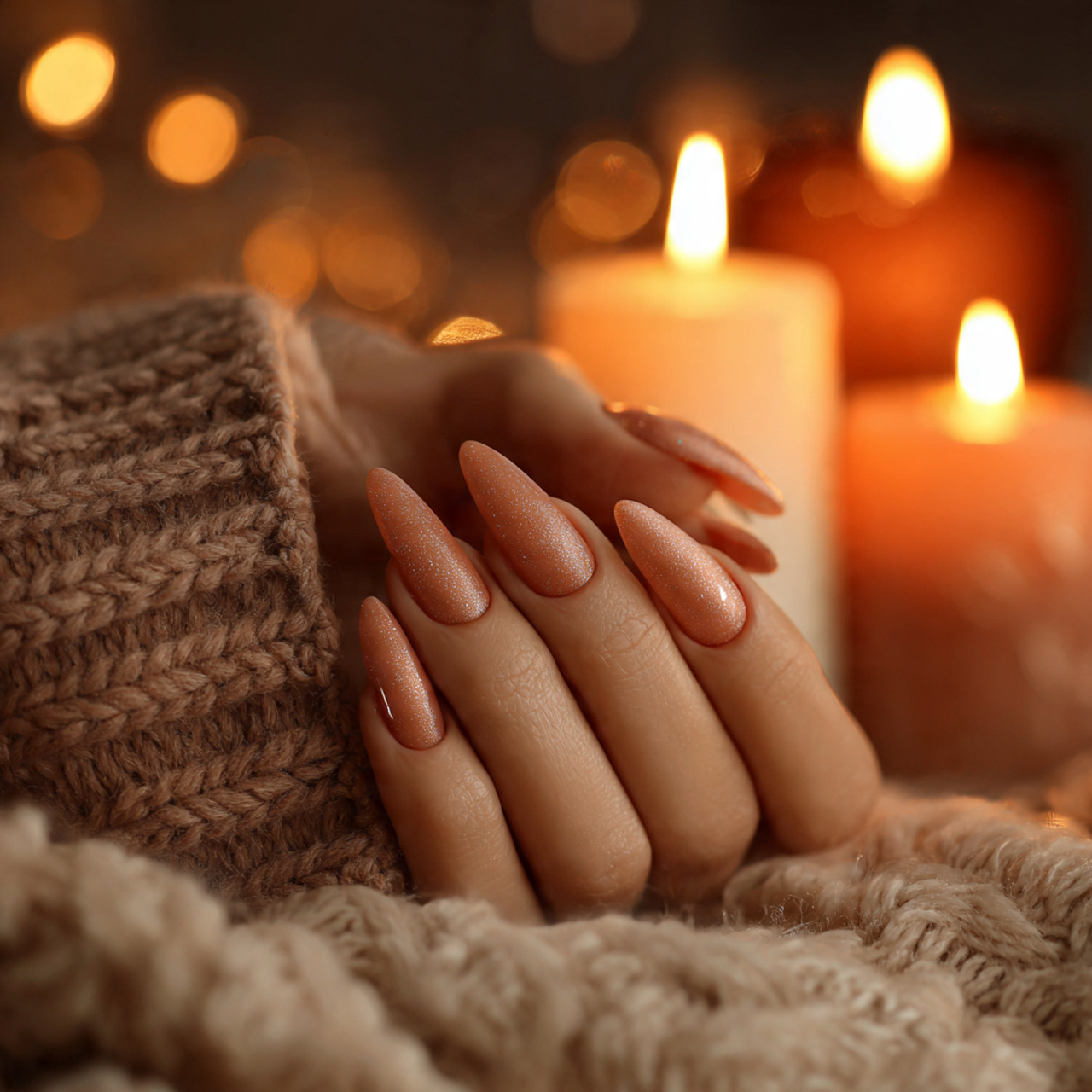 Christmas Nails Acrylic – Festive, Glam & Trendy Designs 10 Warm Candlelight Shine