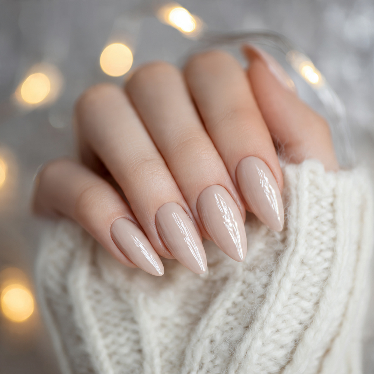 Elegant Christmas Nails for a Cozy Winter Look 10 Almond-Shaped Winter Elegance