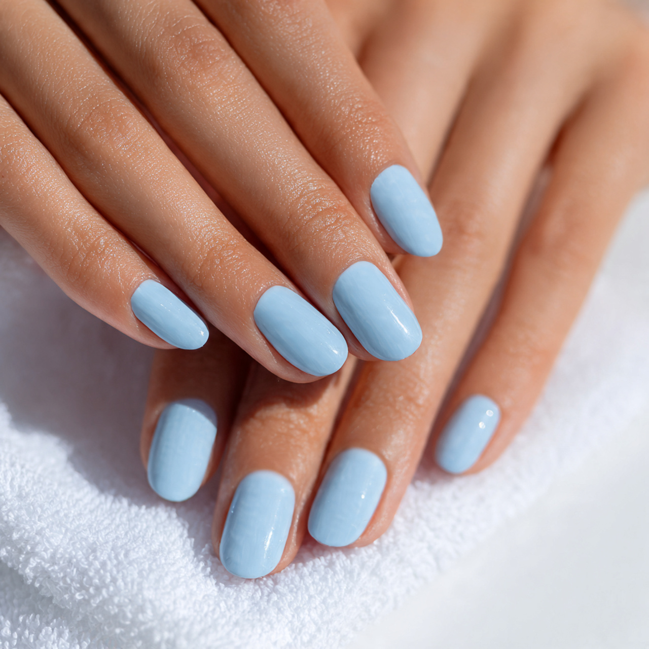 Blue Summer Nails You’ll Want to Save All Season Long 8 baby blue summer nails with glossy finish clean wh
