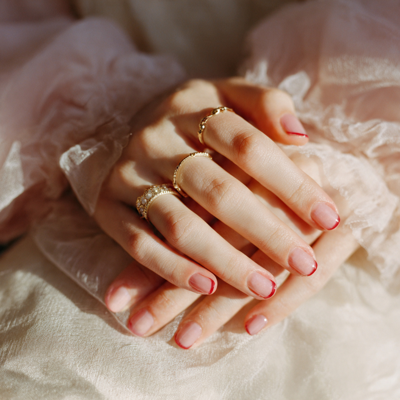 Soft Blush and Red Glow