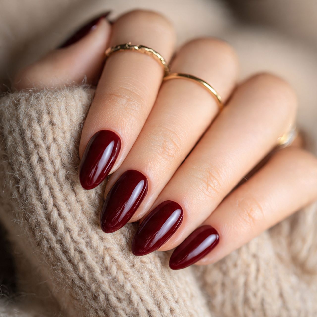 Dark Red Nails