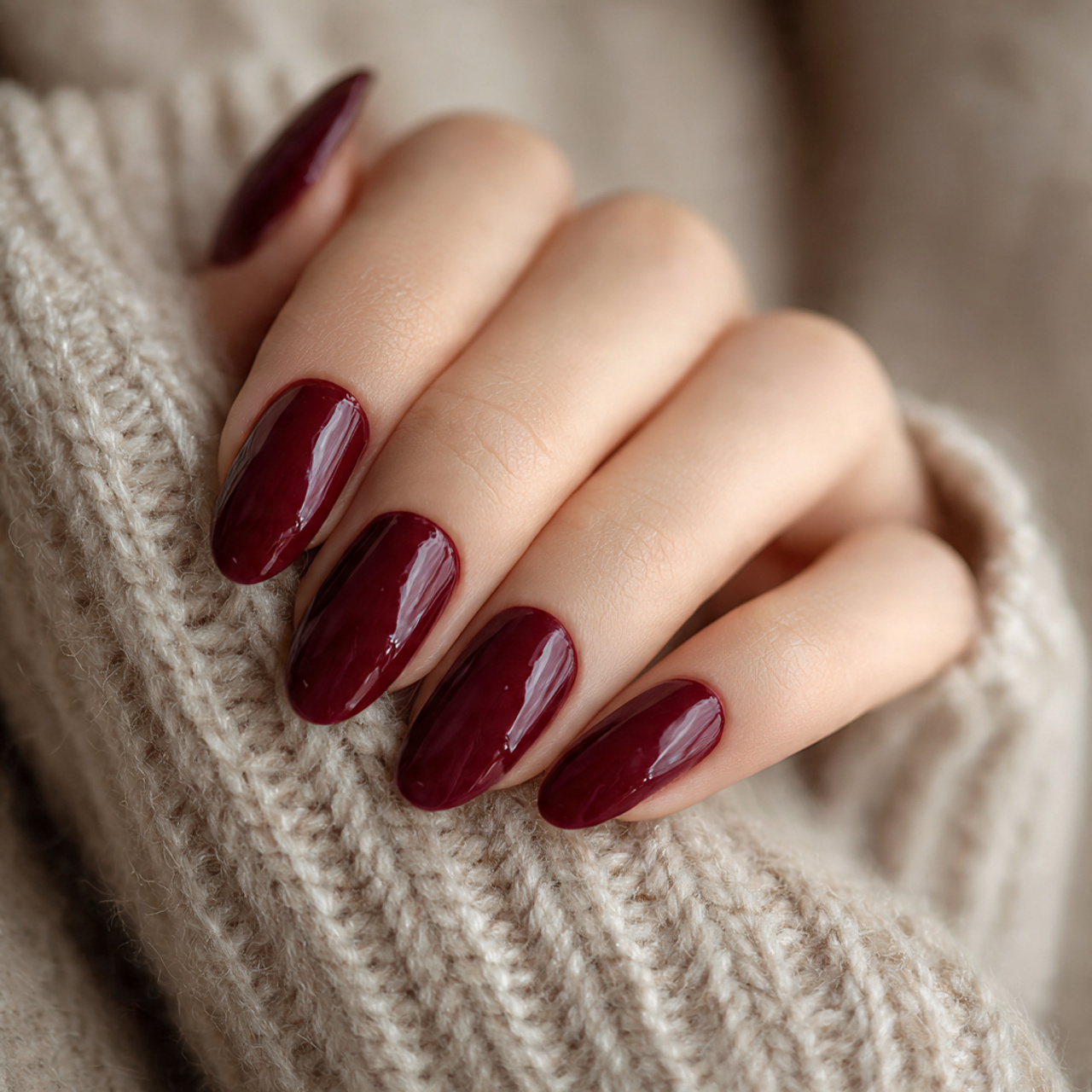 Red Christmas Nails That Feel Cozy, Festive, and Timeless 4 Soft Wine Romance