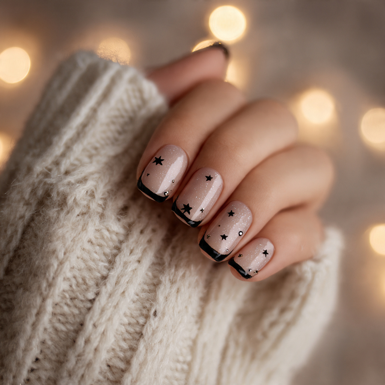 Black French with Tiny Star Detail