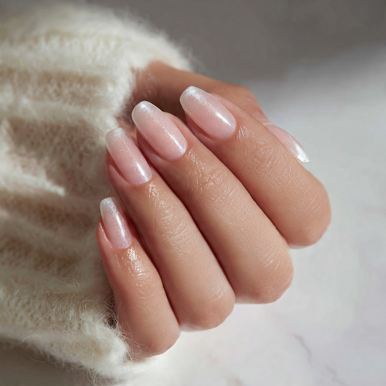French Tips with a Pearl Finish