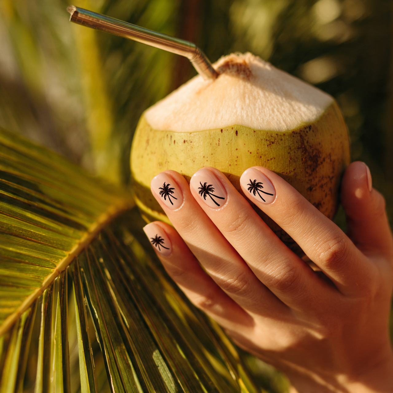 Spring Break Nails – Fun, Bright & Vacation-Ready Ideas 2 Tropical Palm Whisper