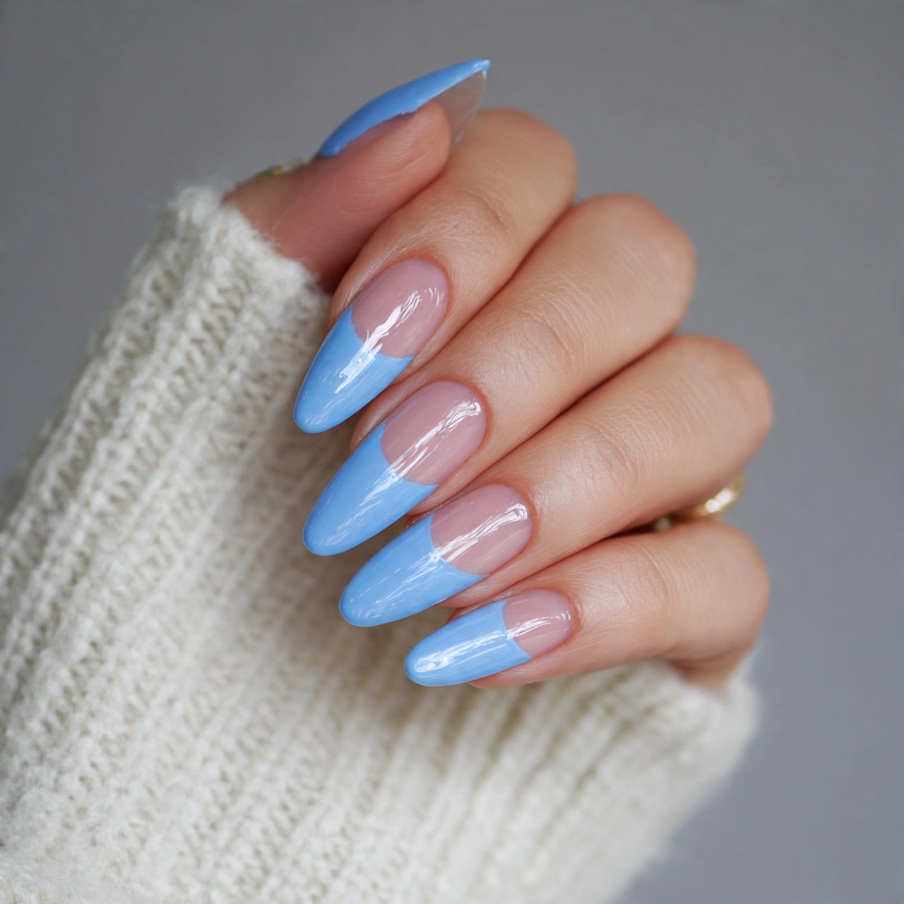 French Tips with a Soft Nude Base