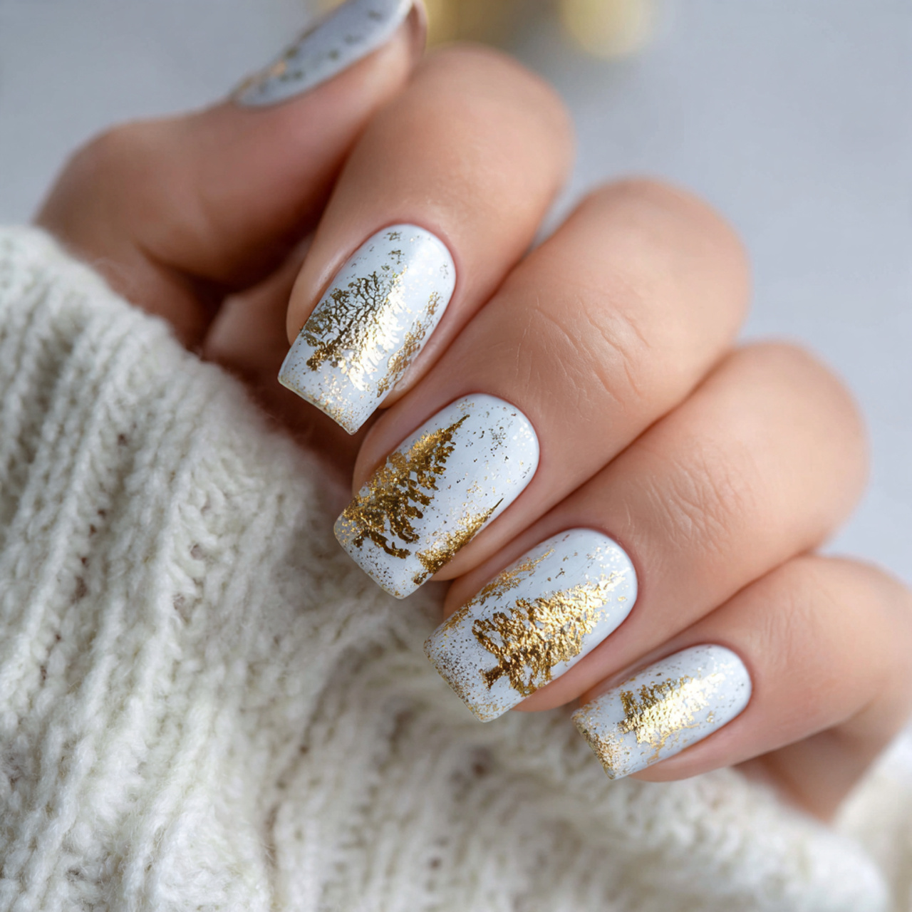 White Christmas Nails