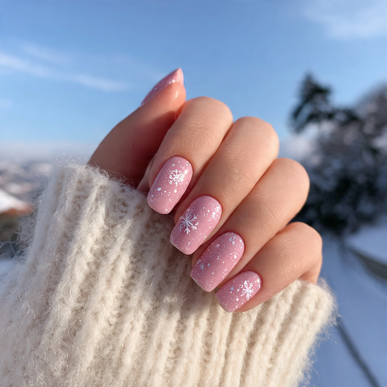 Pink Christmas Nails – Soft, Festive & Trendy Nail Ideas 7 Icy Pink Whisper