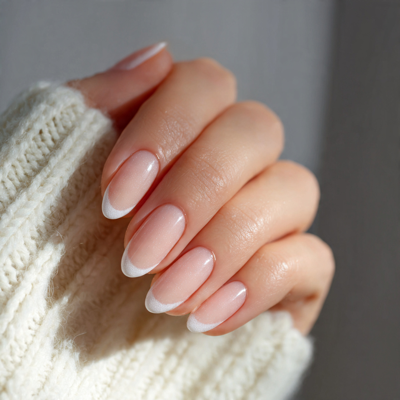 Elegant Christmas Nails for a Cozy Winter Look 5 Frosted French Tips