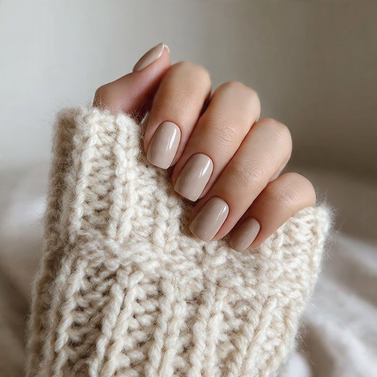 neutral fall nails in soft taupe and beige tones h