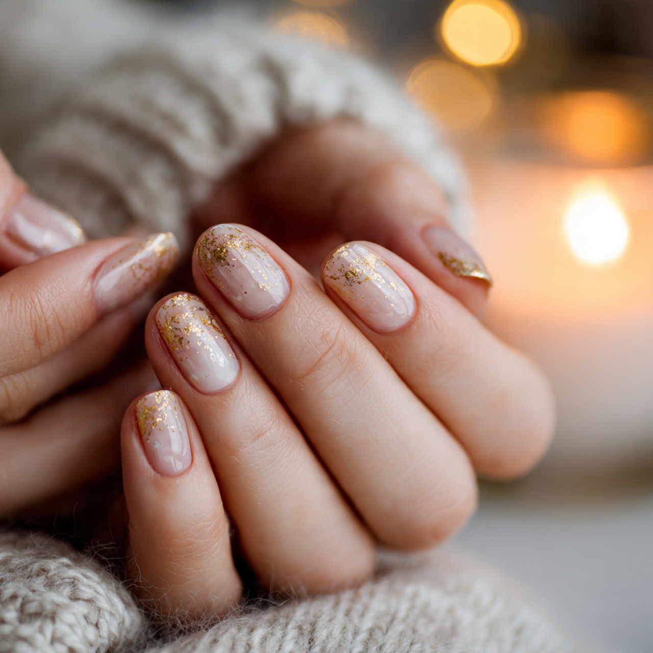 Elegant Christmas Nails for a Cozy Winter Look 4 Whispered Gold Accents