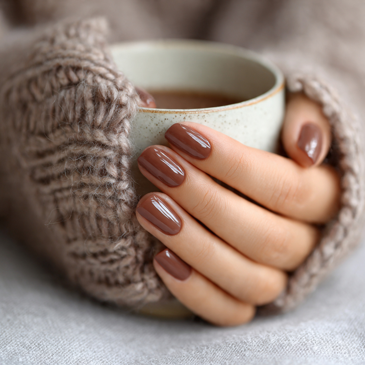 Elegant Christmas Nails for a Cozy Winter Look 2 Cozy Cocoa Browns