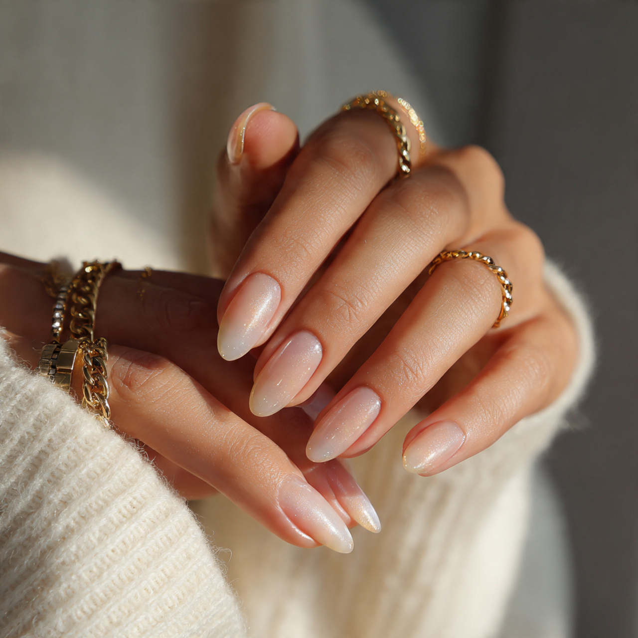 Vacation Nails Summer Inspo You’ll Want to Save Instantly 8 Milky Almond Glow with Gold Hints
