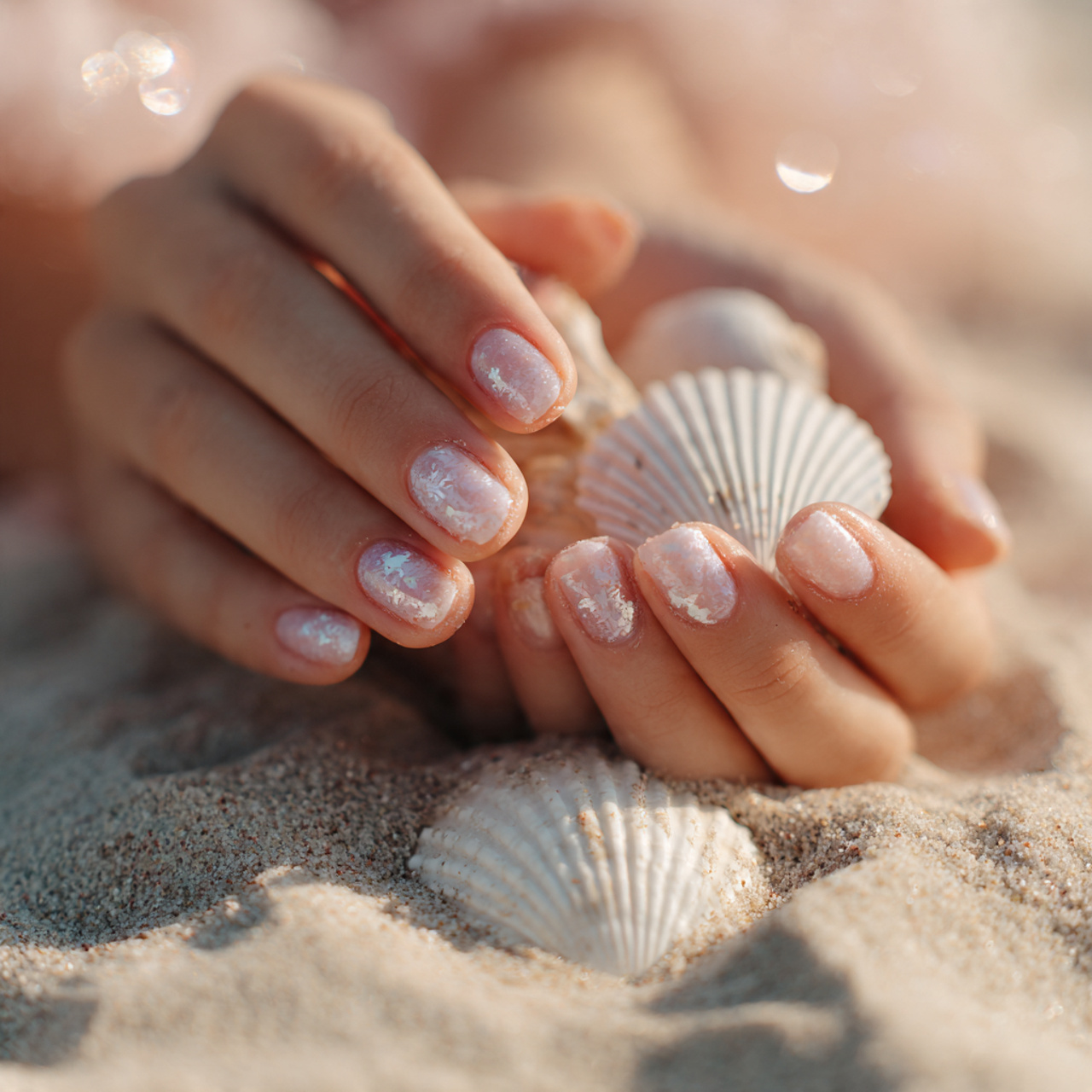 Spring Break Nails – Fun, Bright & Vacation-Ready Ideas 6 Seashell Pearl Touch