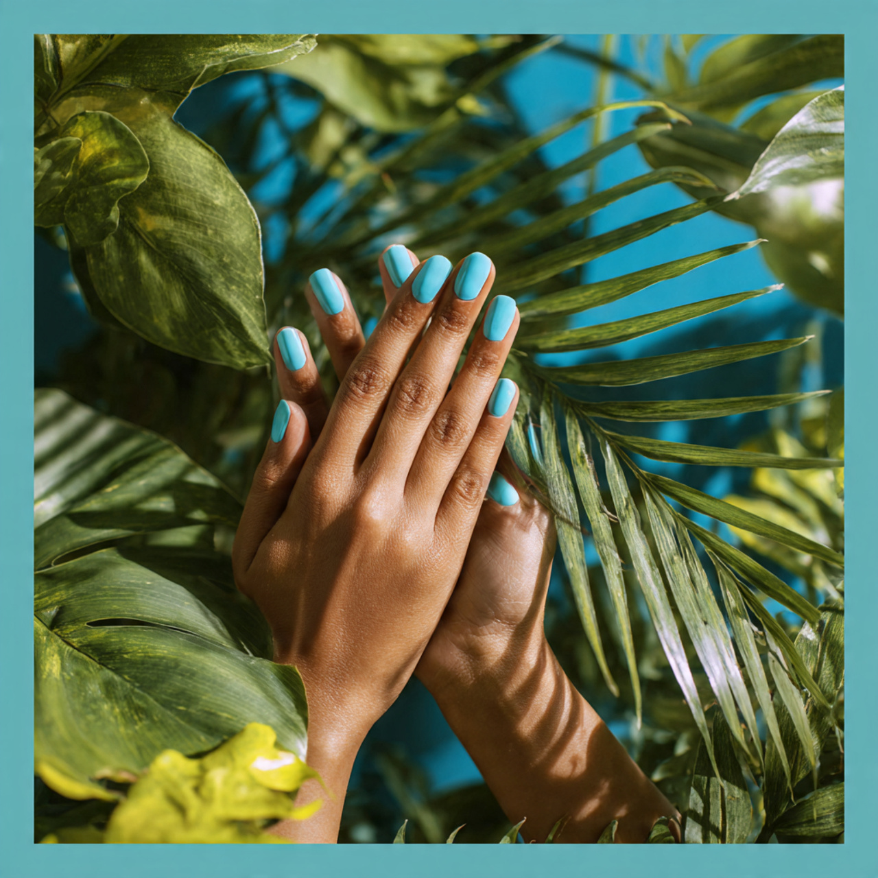 Blue Summer Nails You’ll Want to Save All Season Long 9 vibrant lagoon blue summer nails surrounded by tro