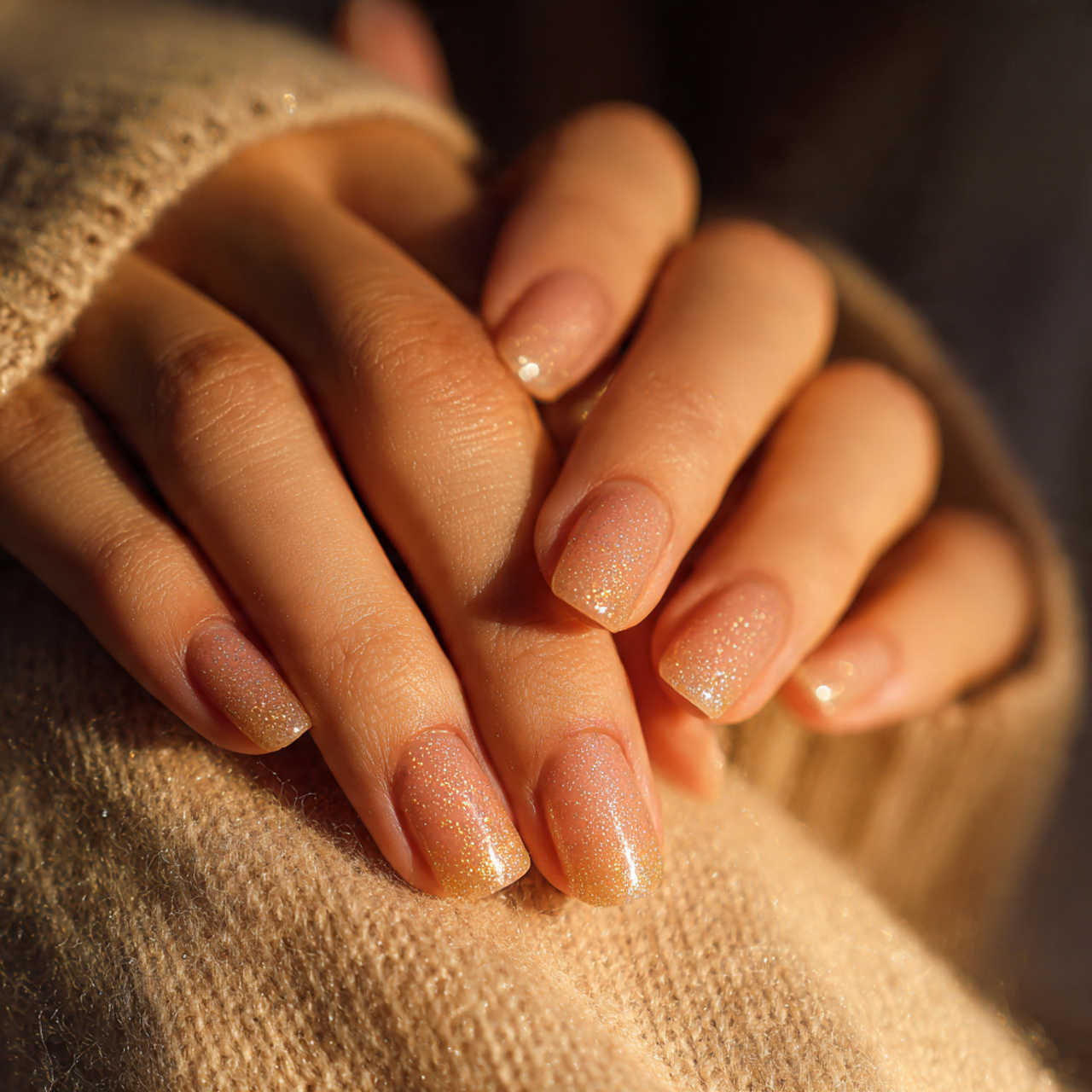 Spring Break Nails – Fun, Bright & Vacation-Ready Ideas 9 Golden Hour Shimmer