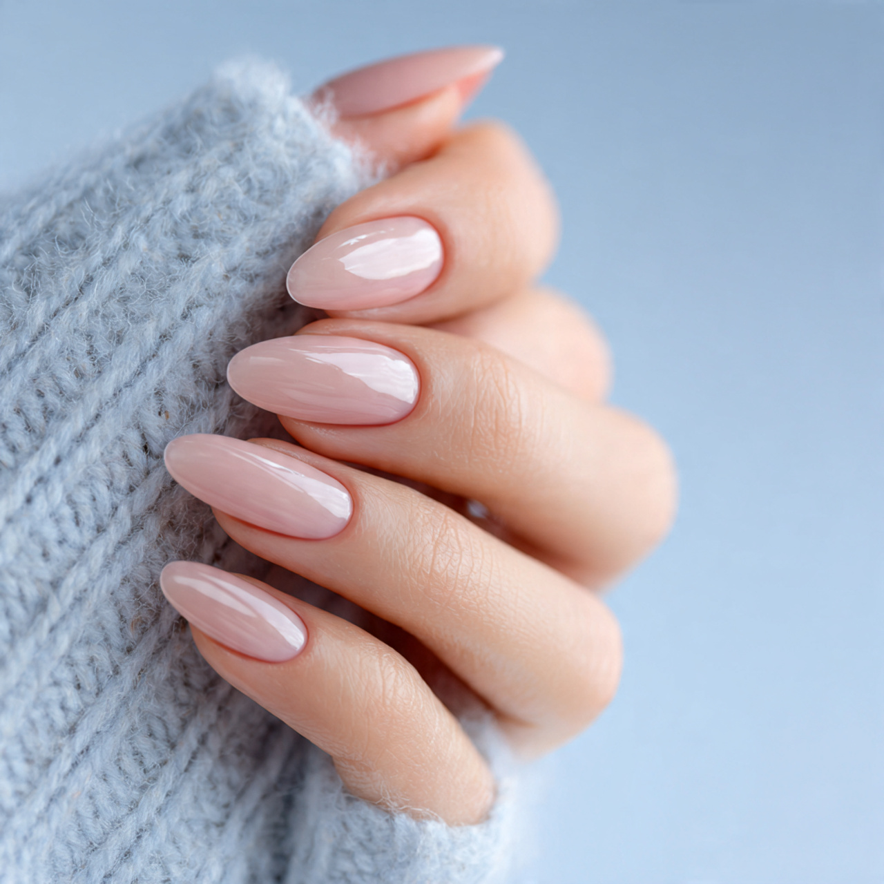 Almond Nails Inspiration That Feels Soft & Timeless 3 Glossy Nude Dream