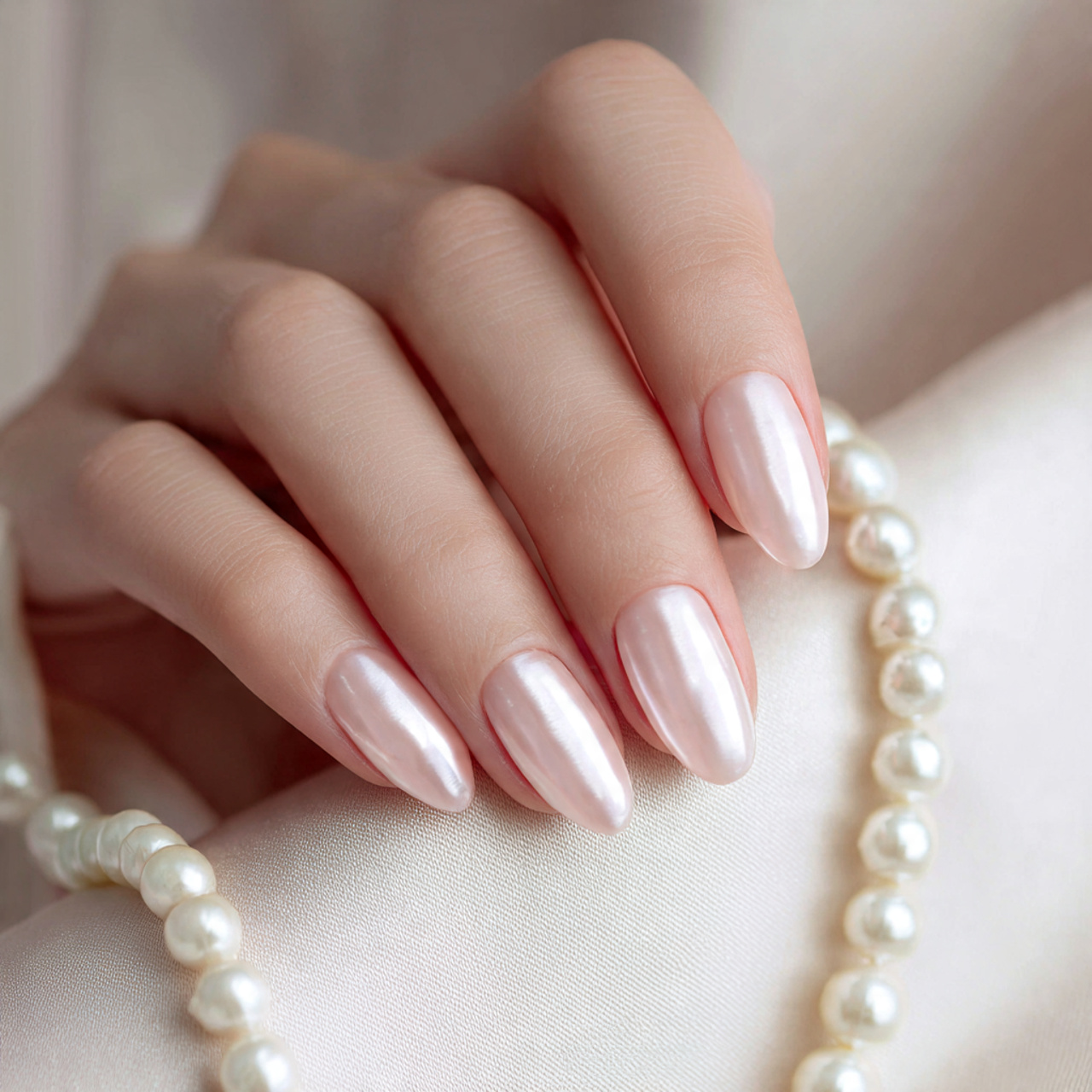Almond Nails Inspiration That Feels Soft & Timeless 6 Pearl Glow Almond