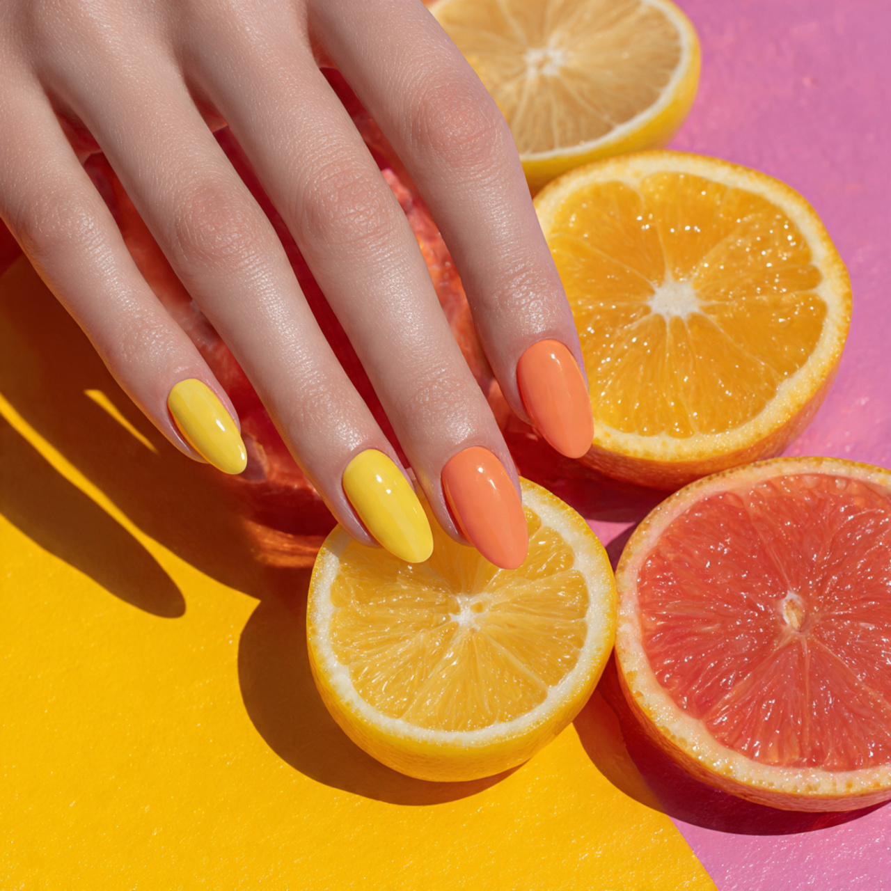Spring Break Nails – Fun, Bright & Vacation-Ready Ideas 7 Citrus Splash Delight