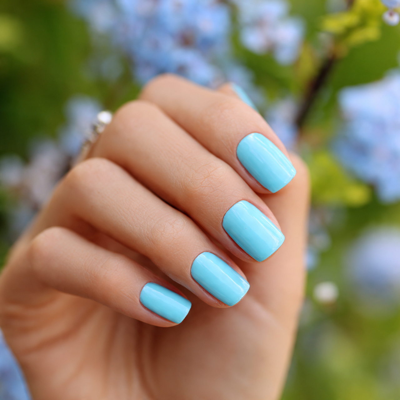 Chic Spring Nails Short for the New Season 6 Baby Blue Calm
