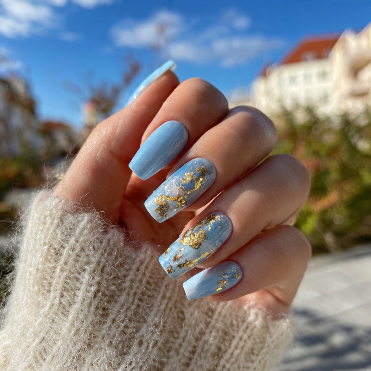 Baby Blue and Gold Foil Touch