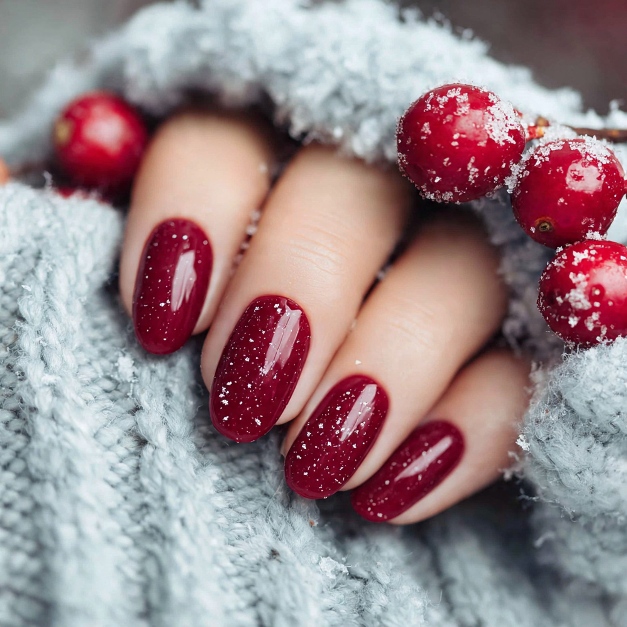 Trendy Cute Winter Nails for the Cold Season 8 Berry Cream Delight